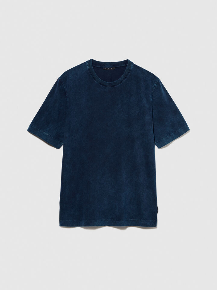 Acid wash t-shirt - men's short sleeve t-shirts - Dark Blue | Sisley image number 6